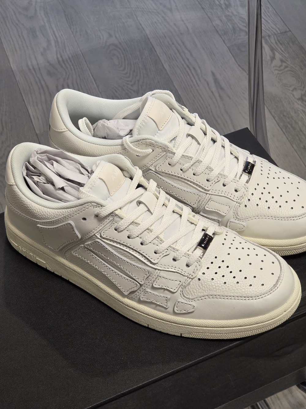 AMIRI Men's Low-Top Leather Sneakers in Off-White